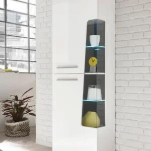 Vitrina Bruno Banani alba cu detalii din sticla, 65 cm latime