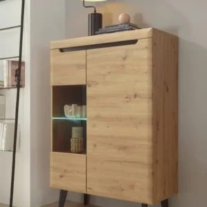 Vitrina »Torge« cu design scandinav, aspect de lemn, 90 cm latime