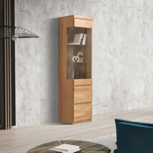Vitrina Woltra Oslo cu fronturi din lemn de fag, 50 cm latime