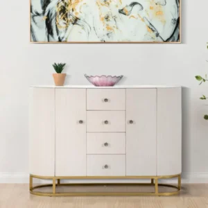 Bufet Montpellier Cream 120X40X85 cm, Mauro Ferretti, Crem/Auriu