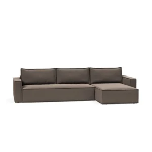 Canapea extensibila cu sezlong, Newilla, Bouclé Taupe, 145x300 cm