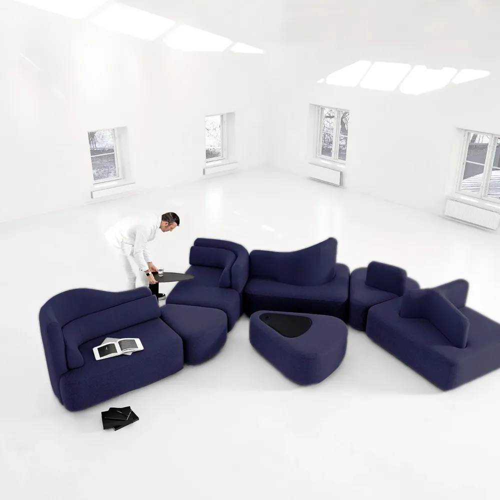 Canapea 6 module BoConcept Ottawa Blue Velvet fabric