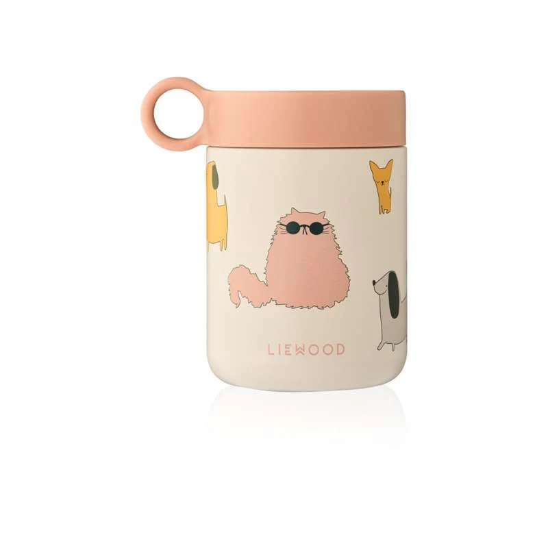 Liewood Kiani Printed Food Jar - Cats and Dogs/Sandy