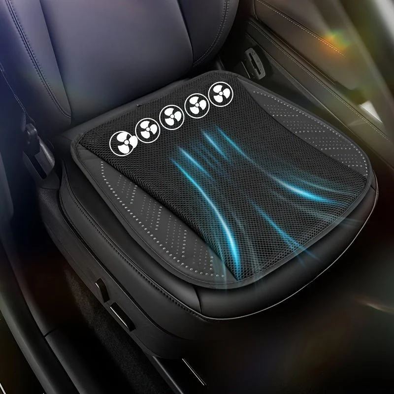 Perna scaunului ventilat auto cu ventilator USB - răcire, mată de vară respirabilă pentru scaune auto, negru cu accente al...