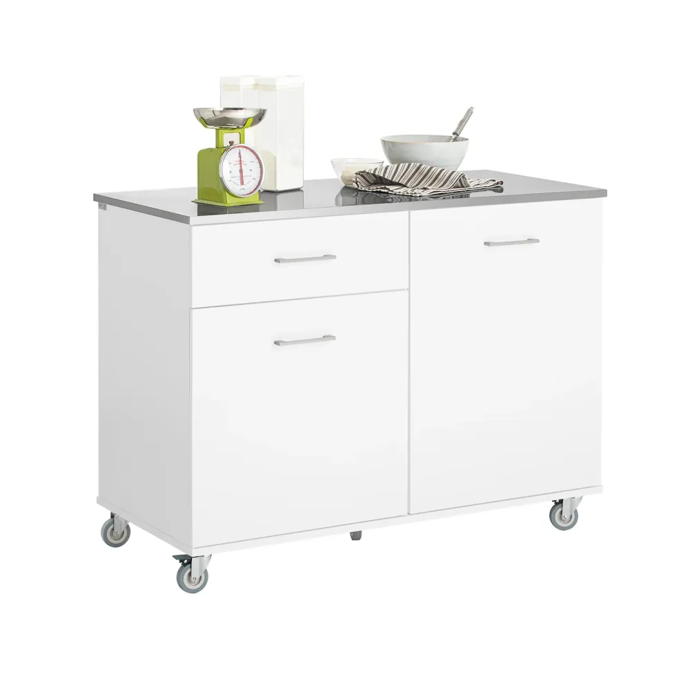 SoBuy Bufetă cu blat din oțel 120x56x90cm FKW117-W