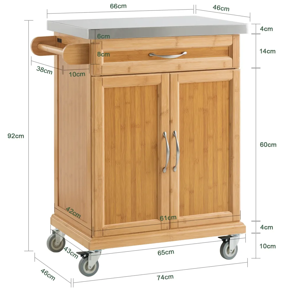 SoBuy Cărucior din bambus 74x46x92cm FKW13-N