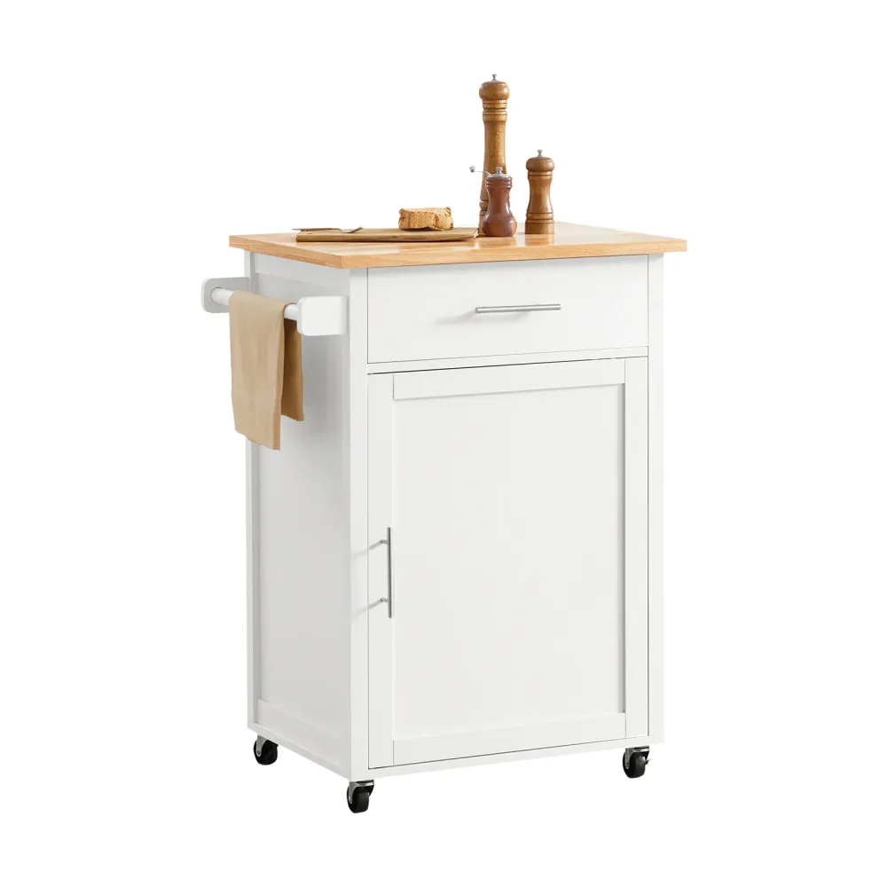 SoBuy FKW102-WN Carucior de bucatarie dulap de bucatarie cu economie de spatiu dulap de bucatarie cu sertar si usa dulap d...