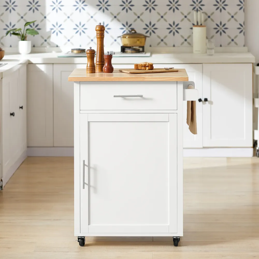 SoBuy FKW102-WN Carucior de bucatarie dulap de bucatarie cu economie de spatiu dulap de bucatarie cu sertar si usa dulap d...