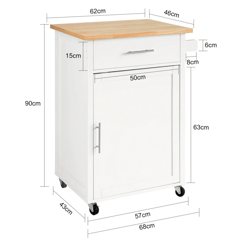 SoBuy FKW102-WN Carucior de bucatarie dulap de bucatarie cu economie de spatiu dulap de bucatarie cu sertar si usa dulap d...