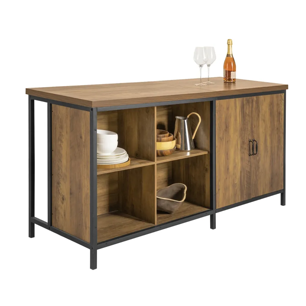 SoBuy KNL01-F Insulă de bucătărie industrială cu roți - Bufetă și bufet multifuncțională care economisesc spațiu, 170x60x89cm