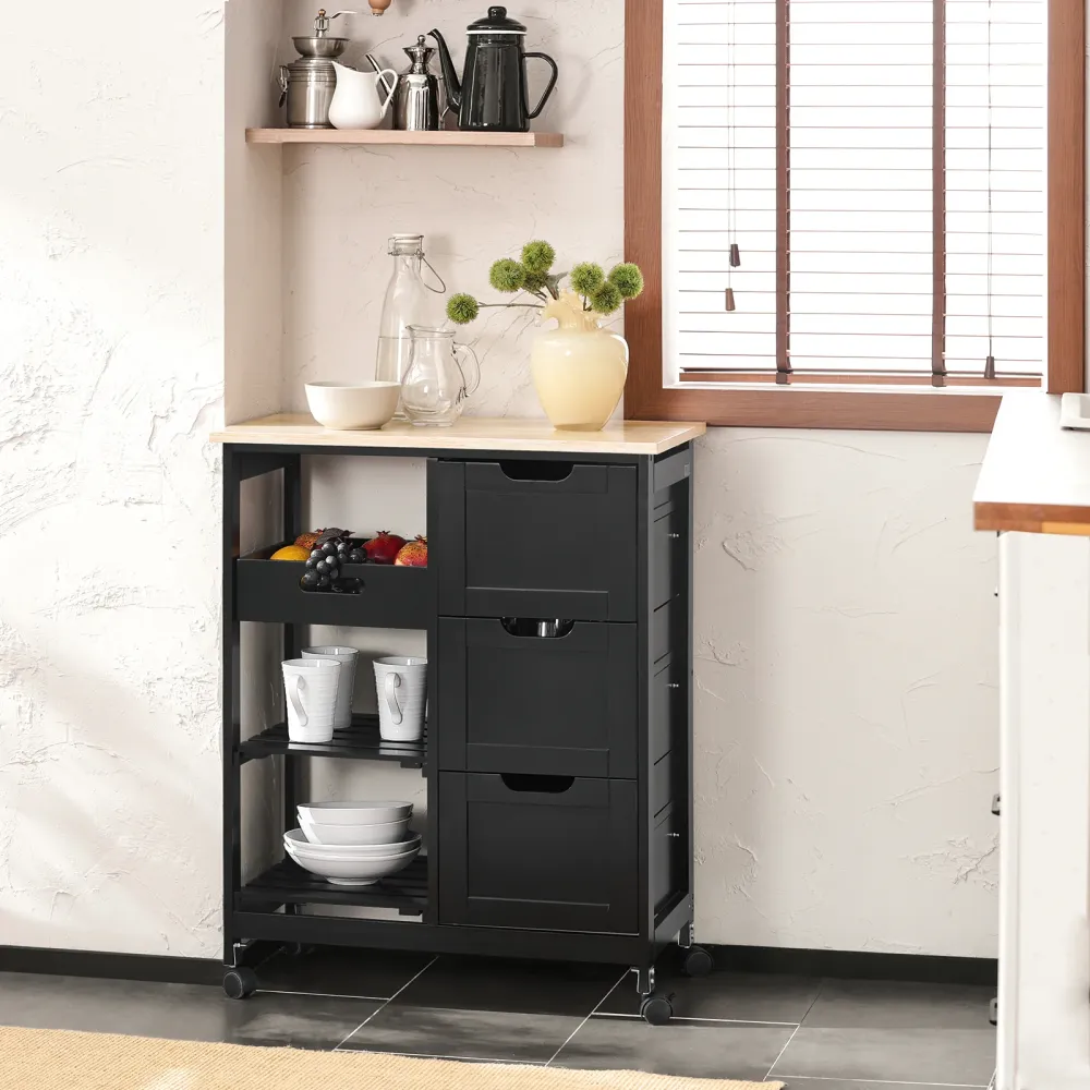 SoBuy Bufetă cu roți 67x37x84,5cm FKW79-SCH
