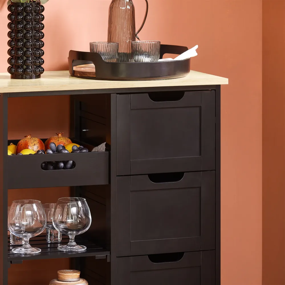 SoBuy Bufetă cu roți 67x37x84,5cm FKW79-SCH