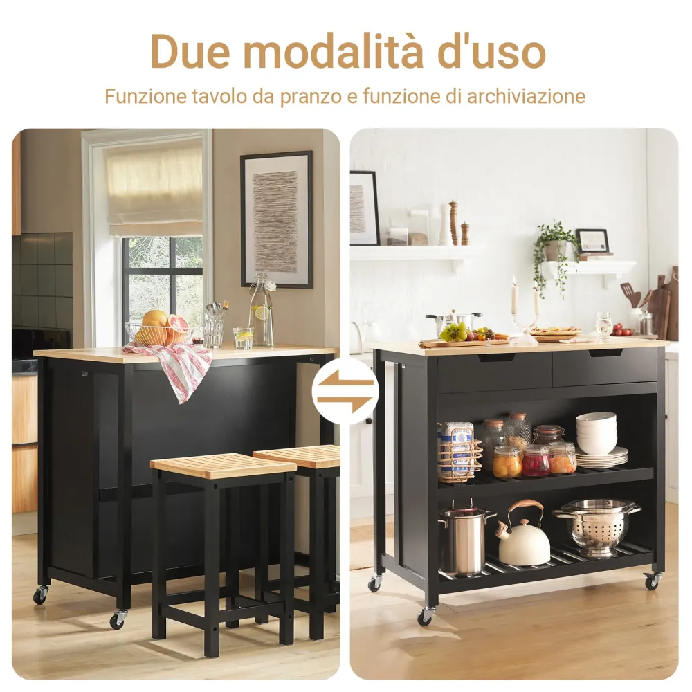 SoBuy FKW74-SCH Dulap de bucătărie cu economie de spațiu Cărucior de bucătărie cu roți Bufet de bucătărie Dulap de bucătăr...