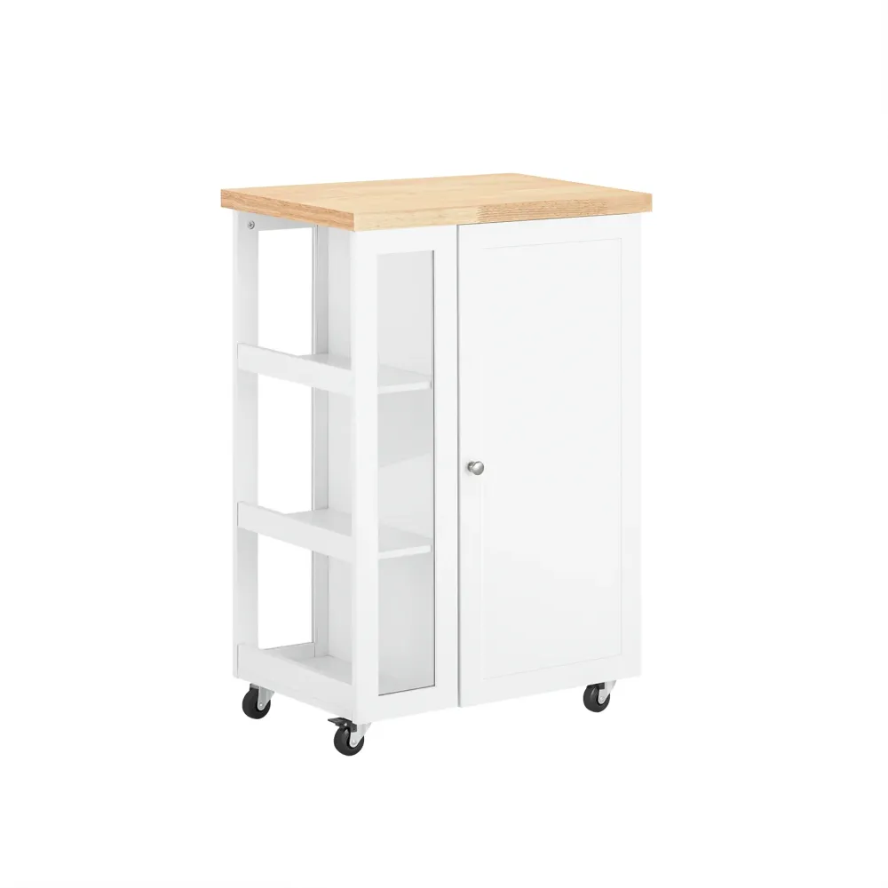 SoBuy FKW75-WN Dulap de bucătărie cu roți compact - Cărucior de bucătărie compact cu bufet joase și blat - Dulap de bucătă...