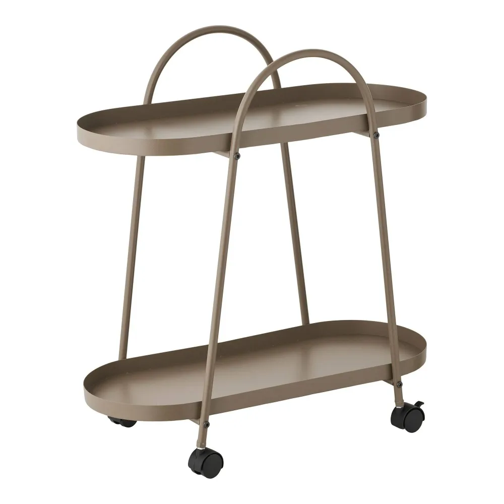 Empoli Carucior de bar cu 2 rafturi, otel, maro 27,5x60x64 cm