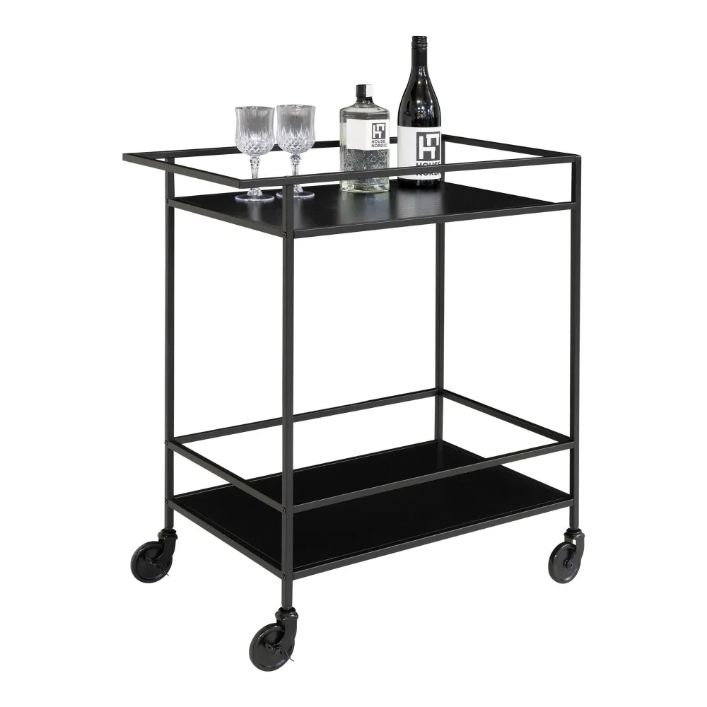 Vita Carucior de bar cu 2 rafturi, negru, rama neagra 68x40x79 cm