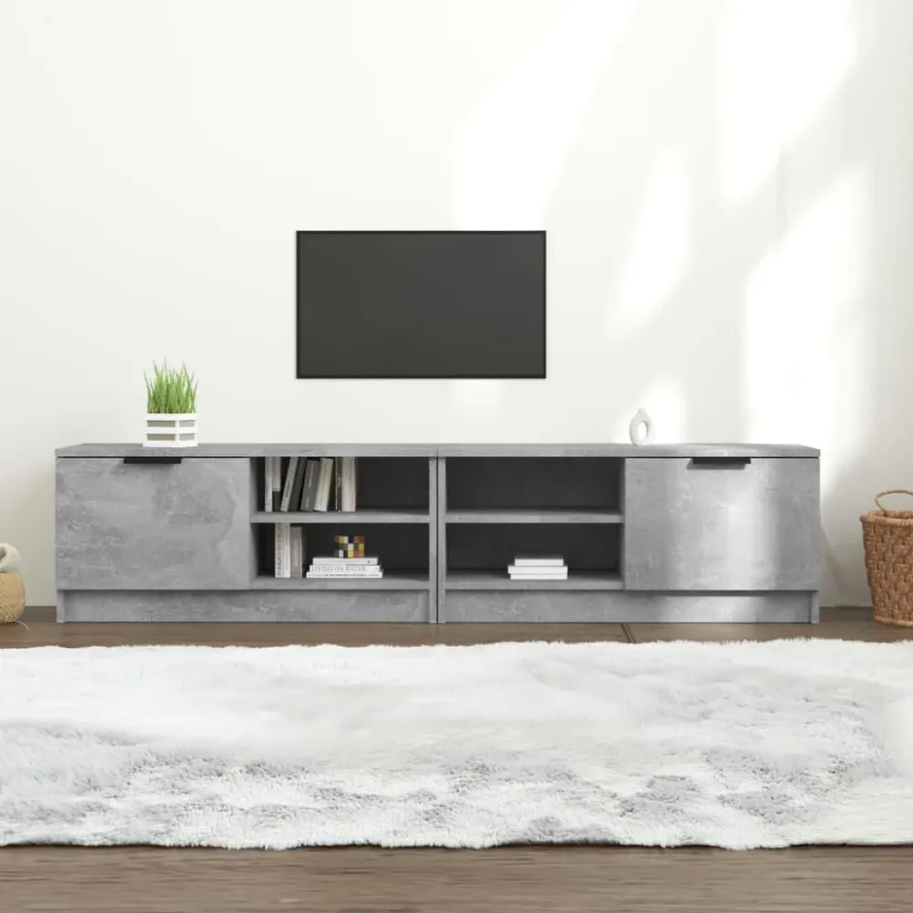 Comodă TV, 2 buc., gri beton, 80x35x36,5 cm, lemn prelucrat