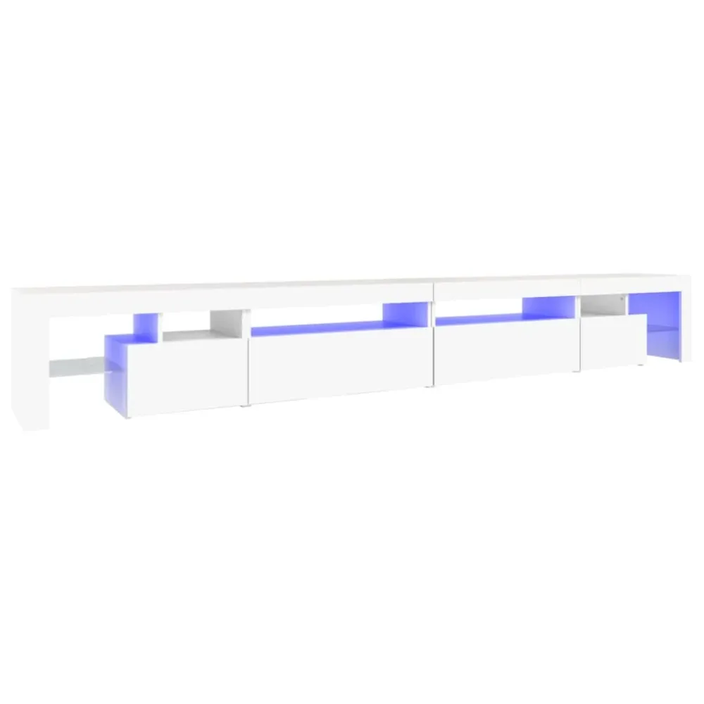 Comodă TV cu lumini LED, alb, 290x36,5x40 cm