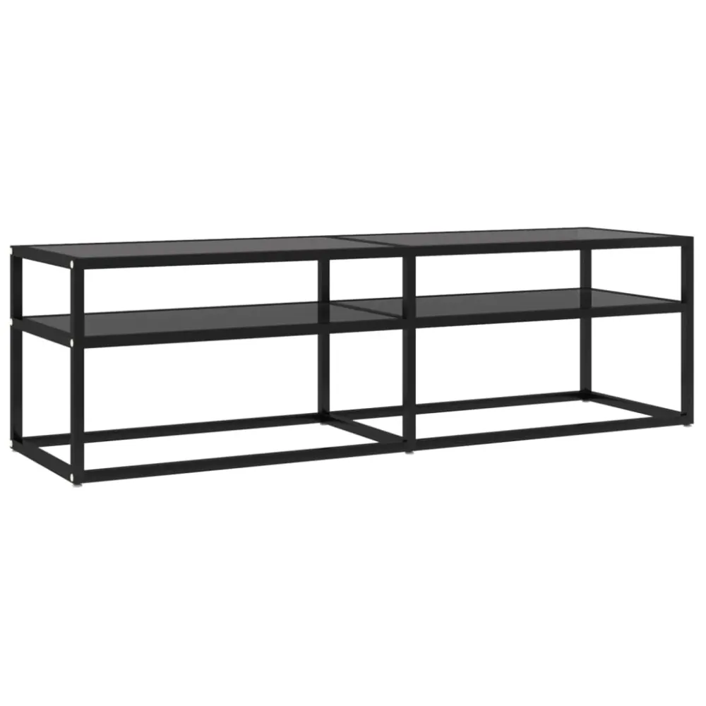 Comodă TV, negru, 140x40x40,5 cm, sticlă securizată