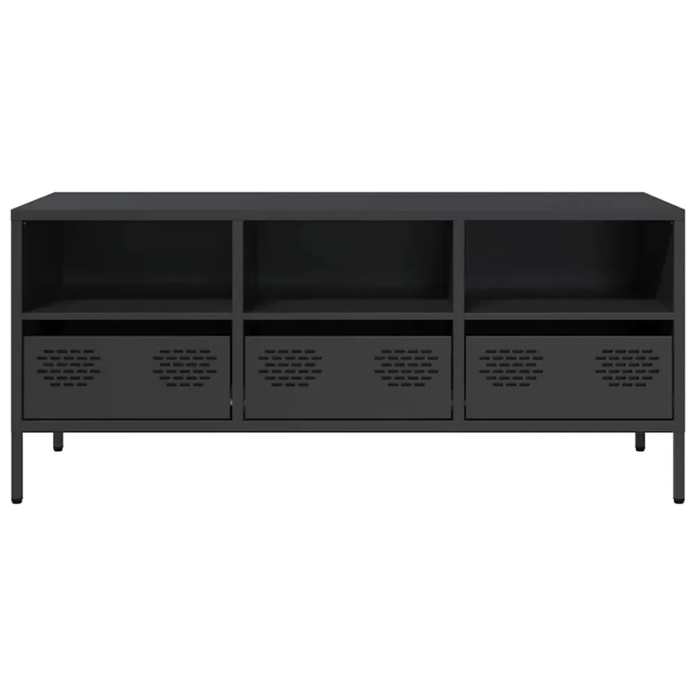 Dulap TV, negru, 101,5x39x43,5 cm, oțel laminat la rece