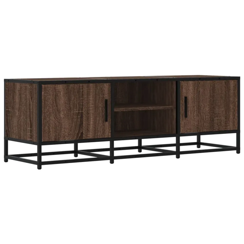 Dulap TV, stejar maro, 120x35x41 cm, lemn prelucrat și metal