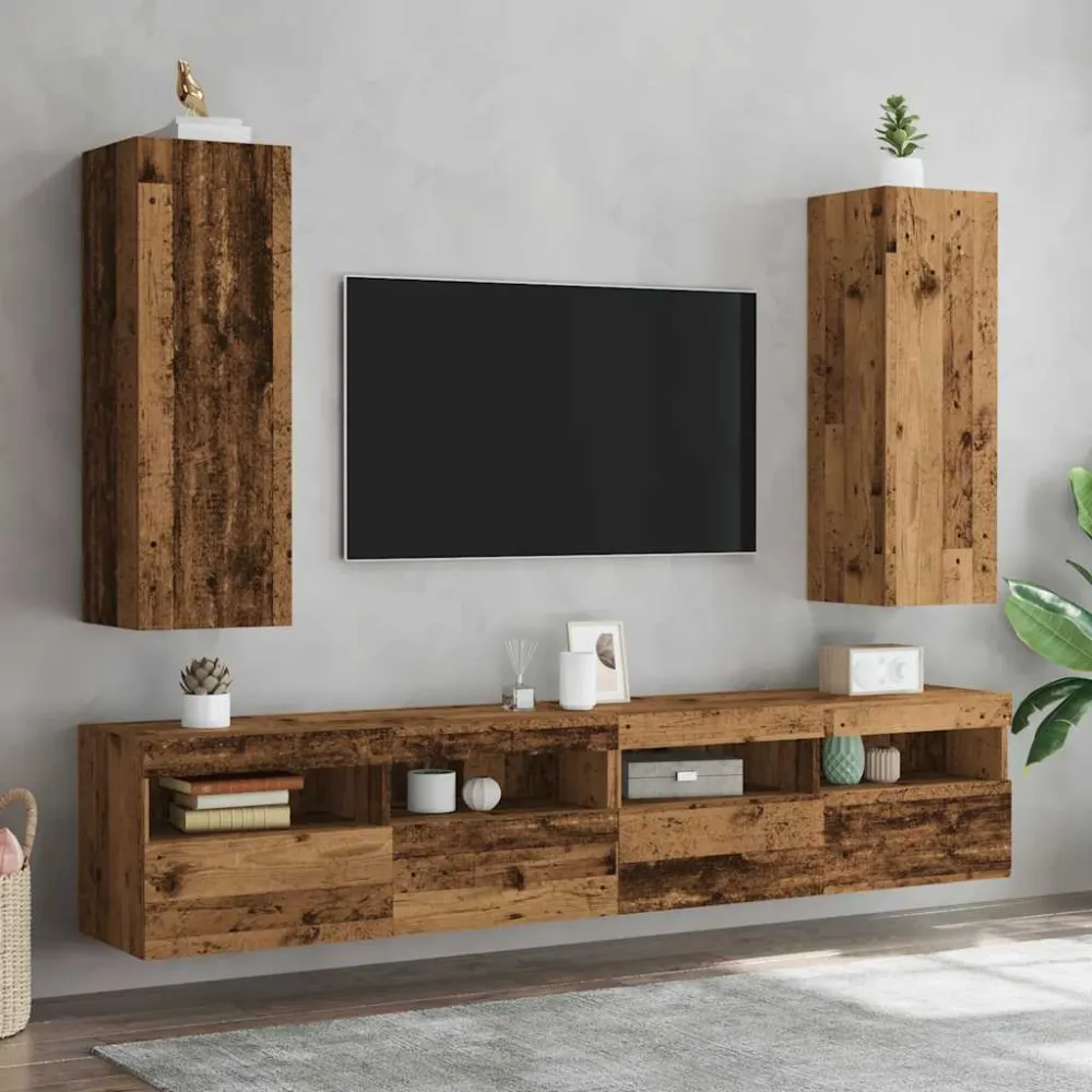 Dulapuri TV, 2 buc., lemn vechi, 30,5x30x90 cm, lemn prelucrat