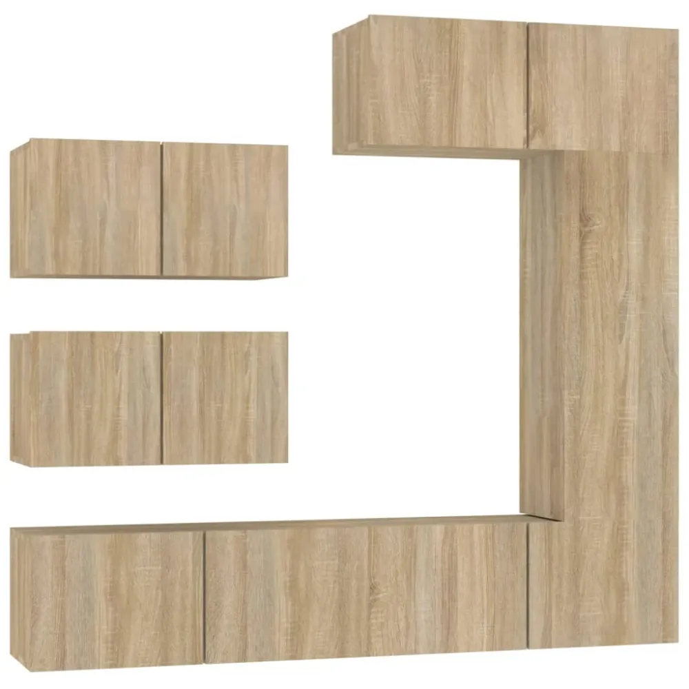 Set dulap TV, 6 piese, stejar sonoma, lemn prelucrat