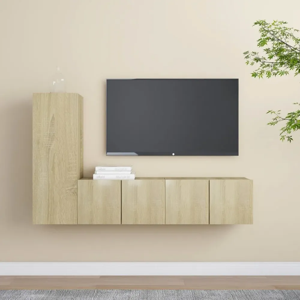 Set de dulapuri TV, 3 piese, stejar sonoma, lemn prelucrat