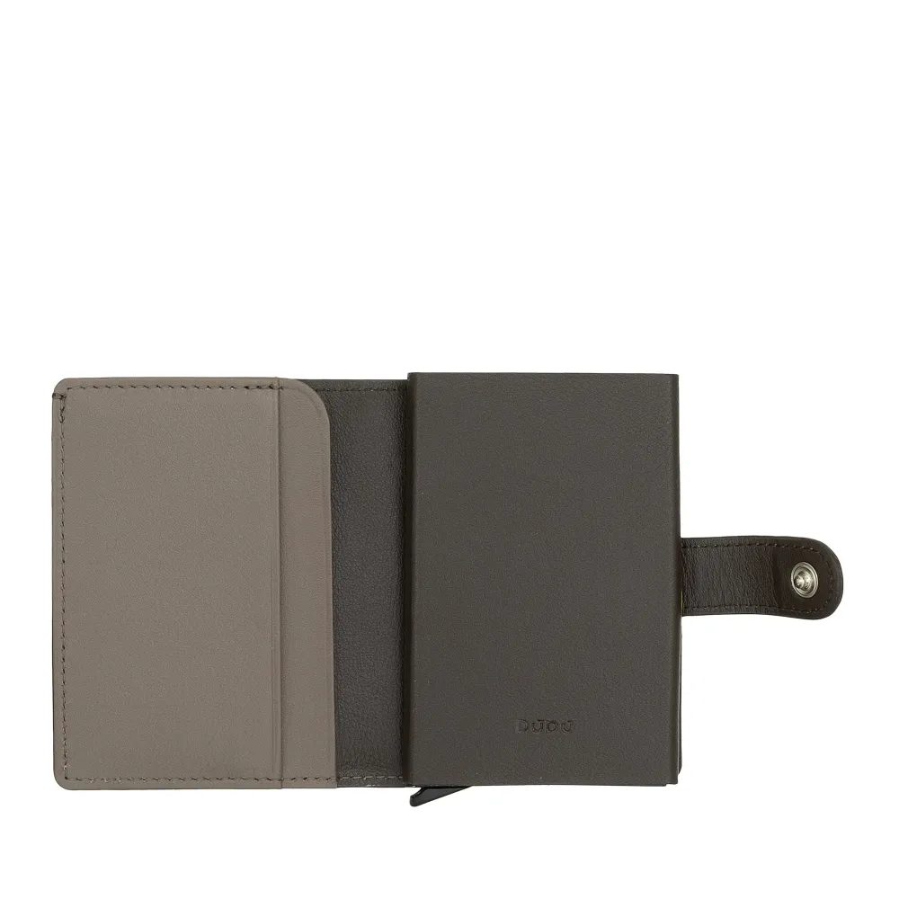 Portofel pentru carduri din piele pentru bărbați DUDU Protecție RFID, miniportofel mic cu protector de card din aluminiu,...
