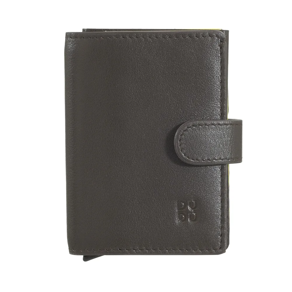 Portofel pentru carduri din piele pentru bărbați DUDU Protecție RFID, miniportofel mic cu protector de card din aluminiu,...