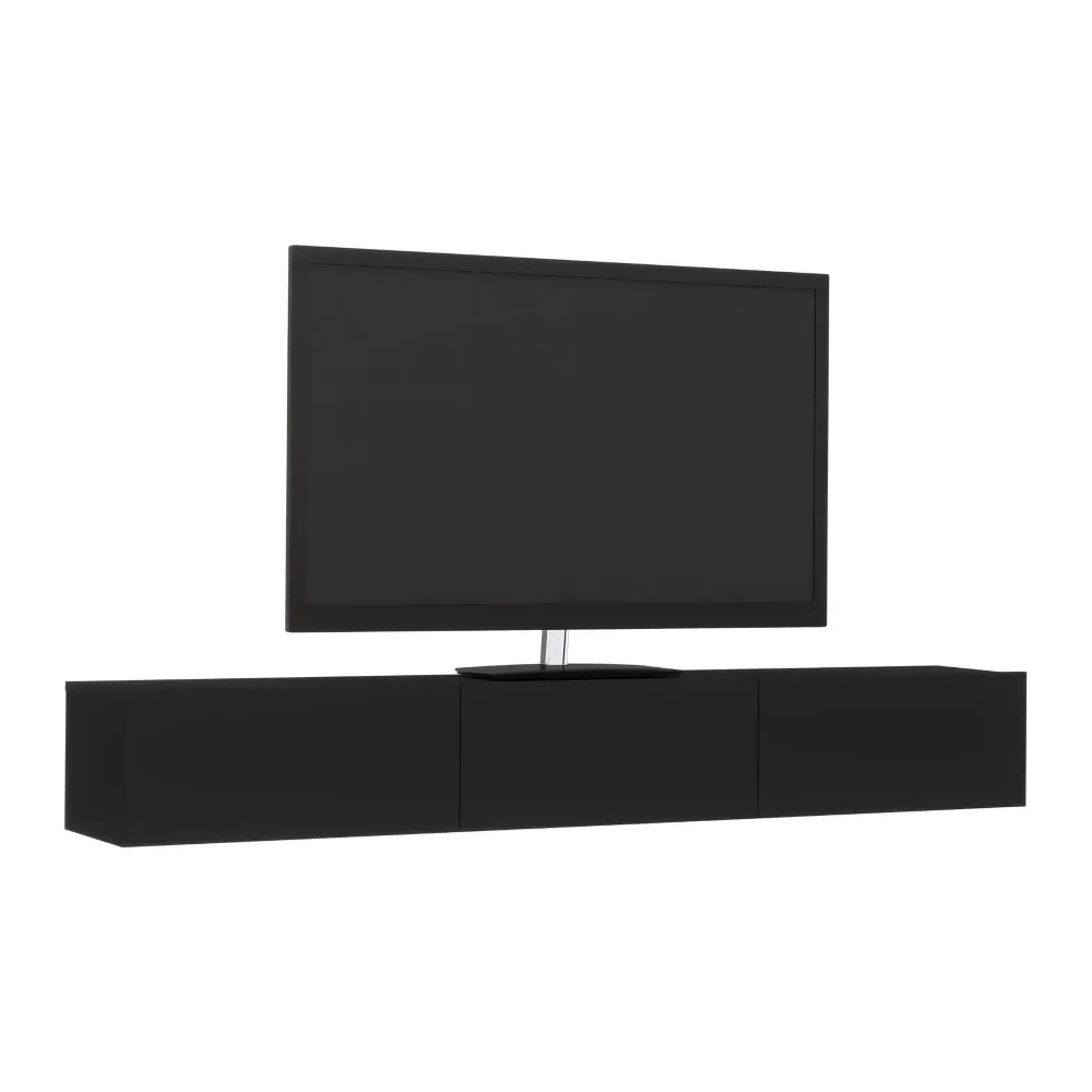 Comoda TV haaus Elba, Negru, 180 x 30 x 25 cm