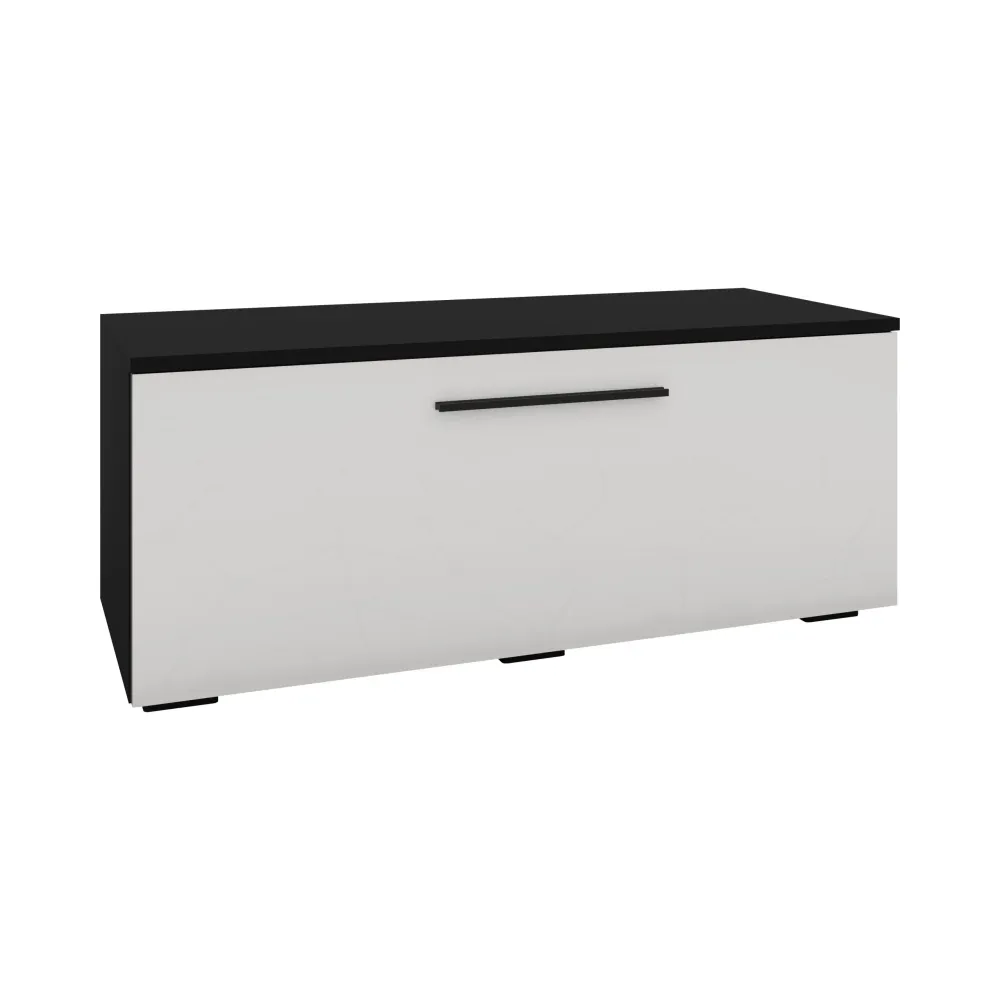 Comoda haaus Kos, O Usa, Negru/Alb Lucios, MDF, 95 x 40 x 39 cm