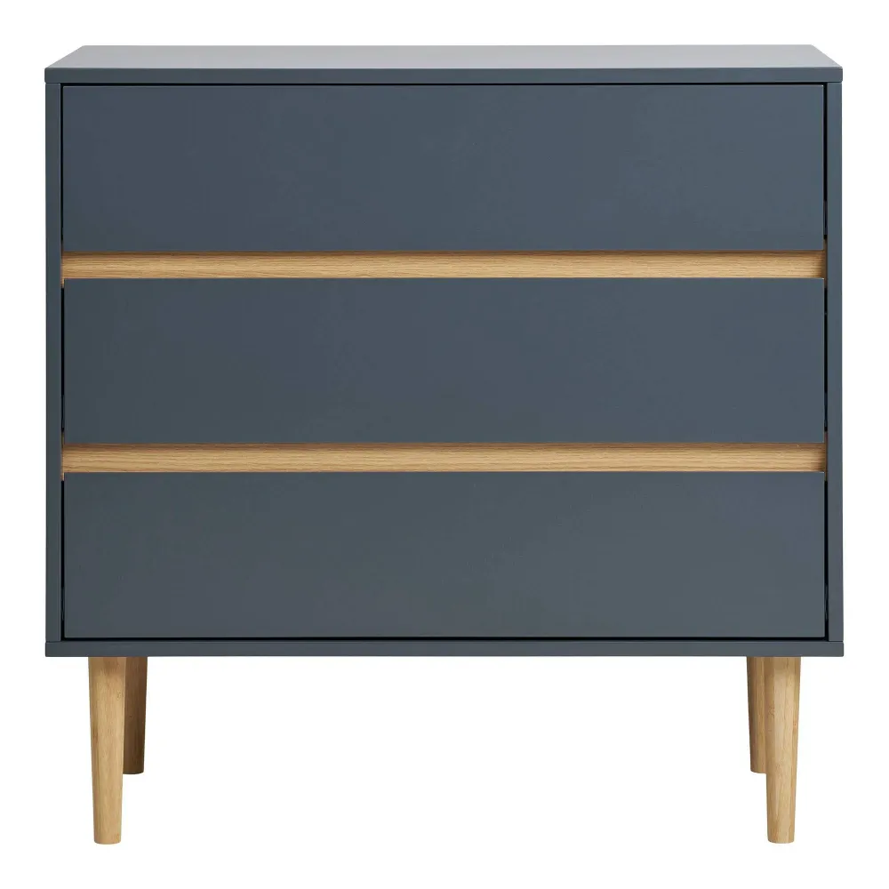Bisley Comoda din lemn vopsit, 3 sertare, gri inchis 80x40x80 cm