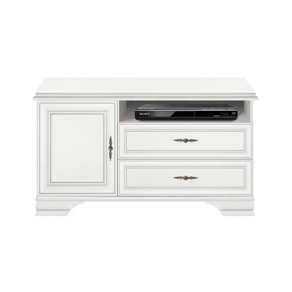 Comoda TV cu doua sertare si o usa IDENTO B, alba, PAL, 124.5x44x64 cm