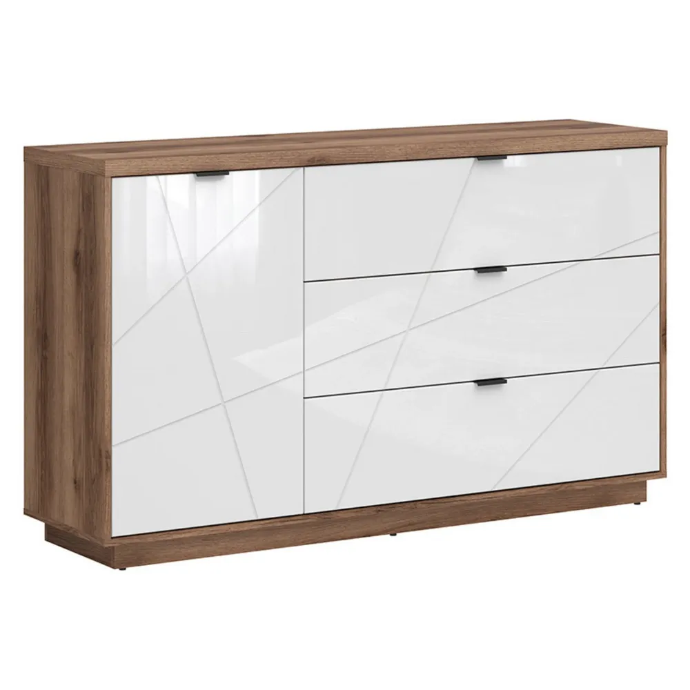 Comoda FORN, nuc/alb lucios, PAL, 156x42.5x93 cm