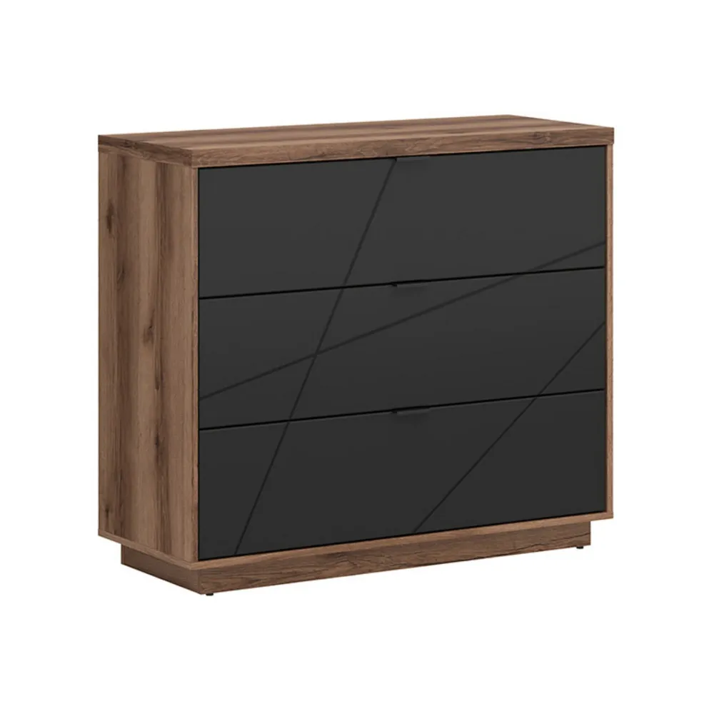Comoda FORN, nuc/negru mat, PAL, 106x42.5x93 cm
