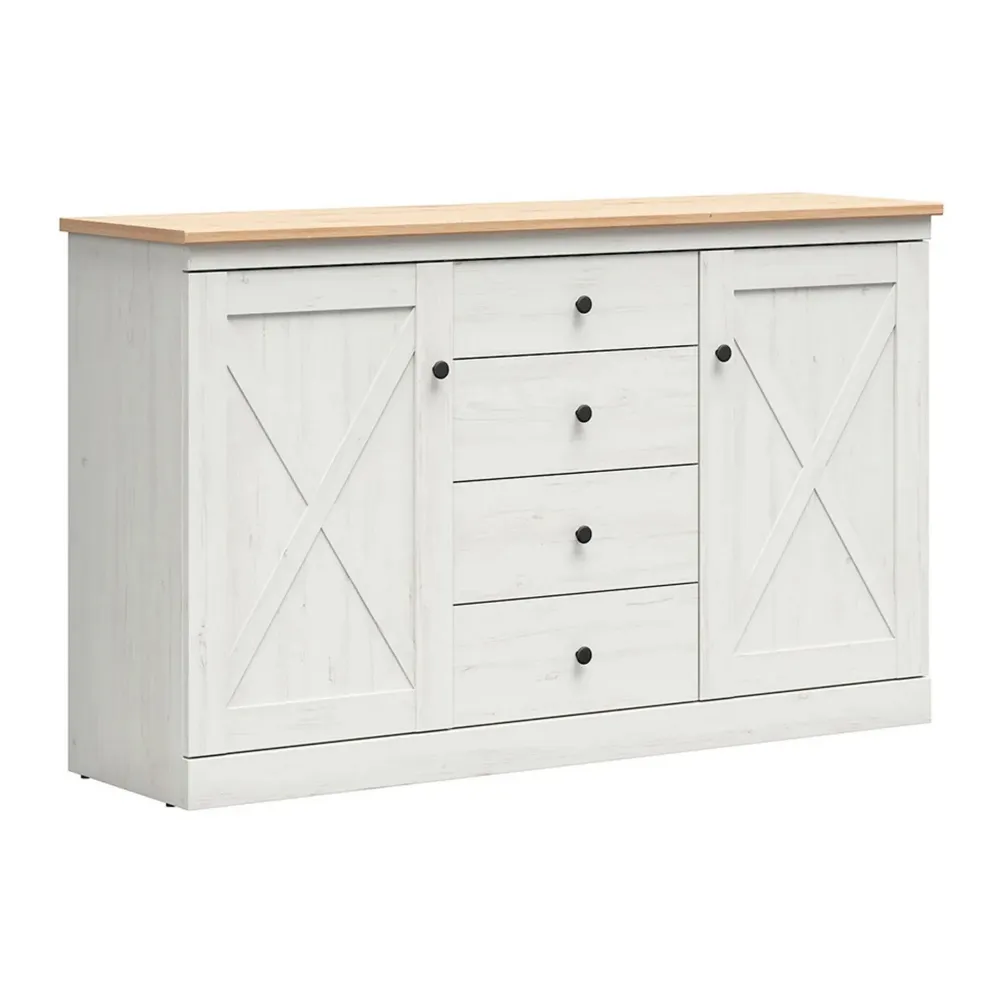 Comoda FRIJA, alb pin andersen/stejar artizanal, 153X43.5X 93 cm