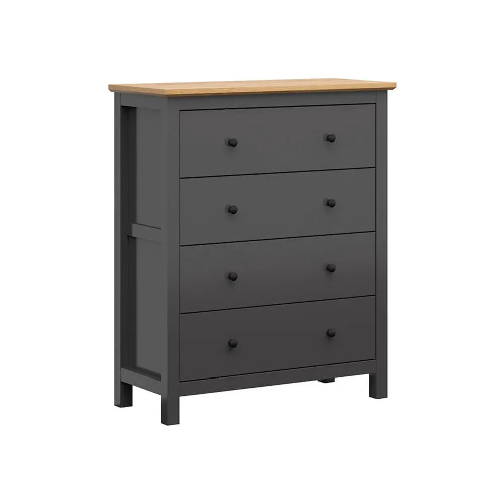 Comoda HESEN, gri grafit/stejar artizanal, PAL, 101x44x120 cm