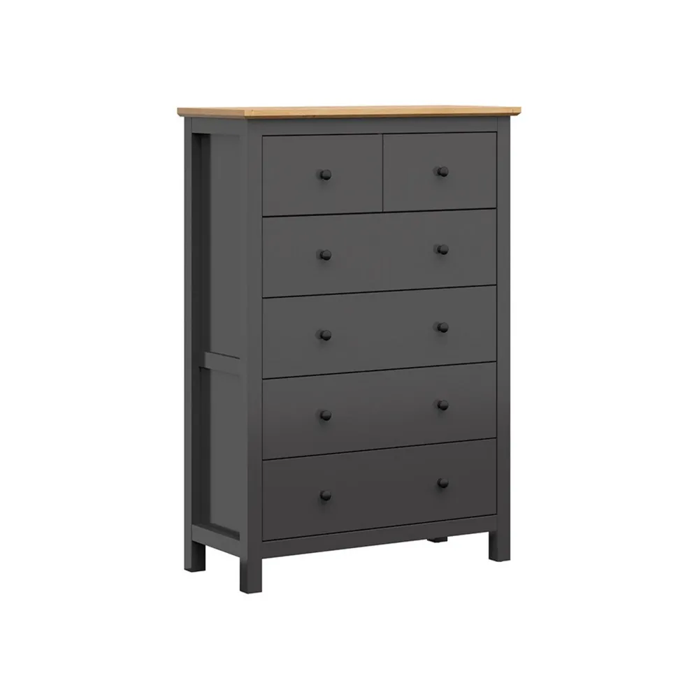 Comoda HESEN, gri grafit/stejar artizanal, PAL, 101x44x145 cm