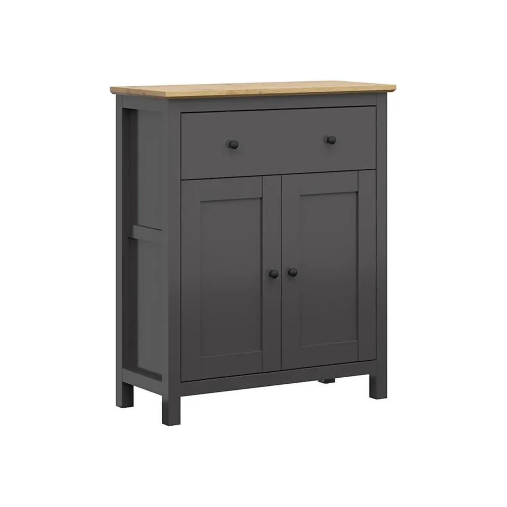 Comoda HESEN, gri grafit/stejar artizanal, PAL, 101x44x121 cm