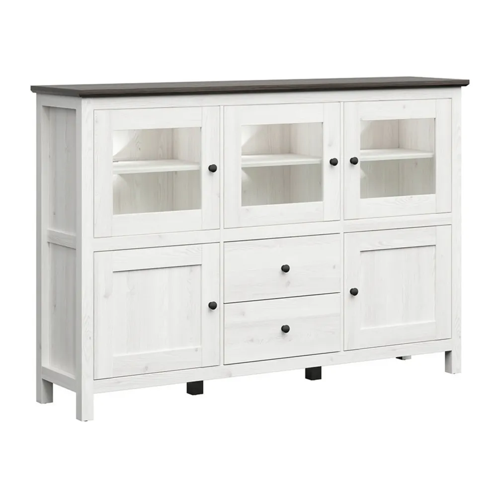 Comoda HESEN, zada sibiu deschis/pin larico, PAL, cu iluminare LED, 186x44x126 cm