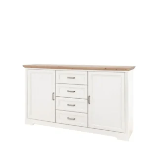 Comoda JASMIN, alb/stejar artisan, PAL, 164x41x90 cm