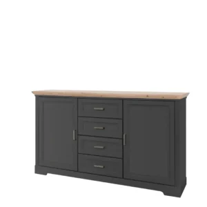 Comoda JASMIN, gri grafit/stejar artisan, PAL, 164x41x90 cm