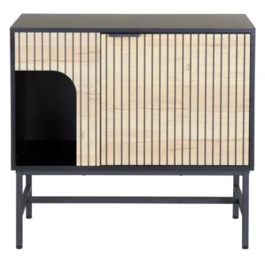 Comoda MAGO K3, negru/stejar, PAL/metal, 80x40x75 cm