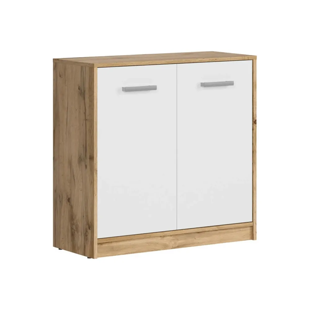 Comoda MATOS, stejar wotan/alb, PAL laminat, 80x34x79 cm