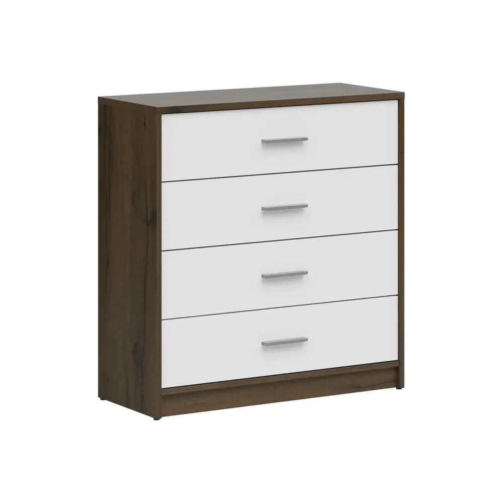 Comoda NEPO PLUS, stejar nobil/alb, PAL laminat, 80x34x84 cm