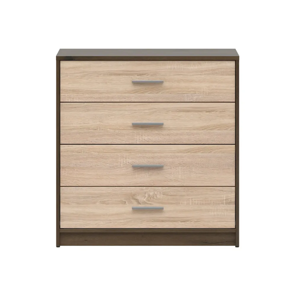 Comoda NEPO PLUS, stejar nobil/stejar sonoma, PAL laminat, cu 4 sertare, 80x34x84 cm