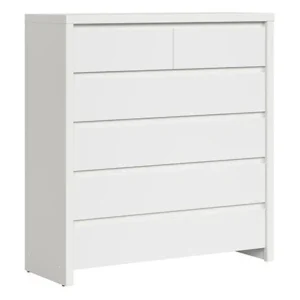 Comoda cu 6 sertare alb mat KASPIAN, KOM6S, 104,5X40.5X112 CM