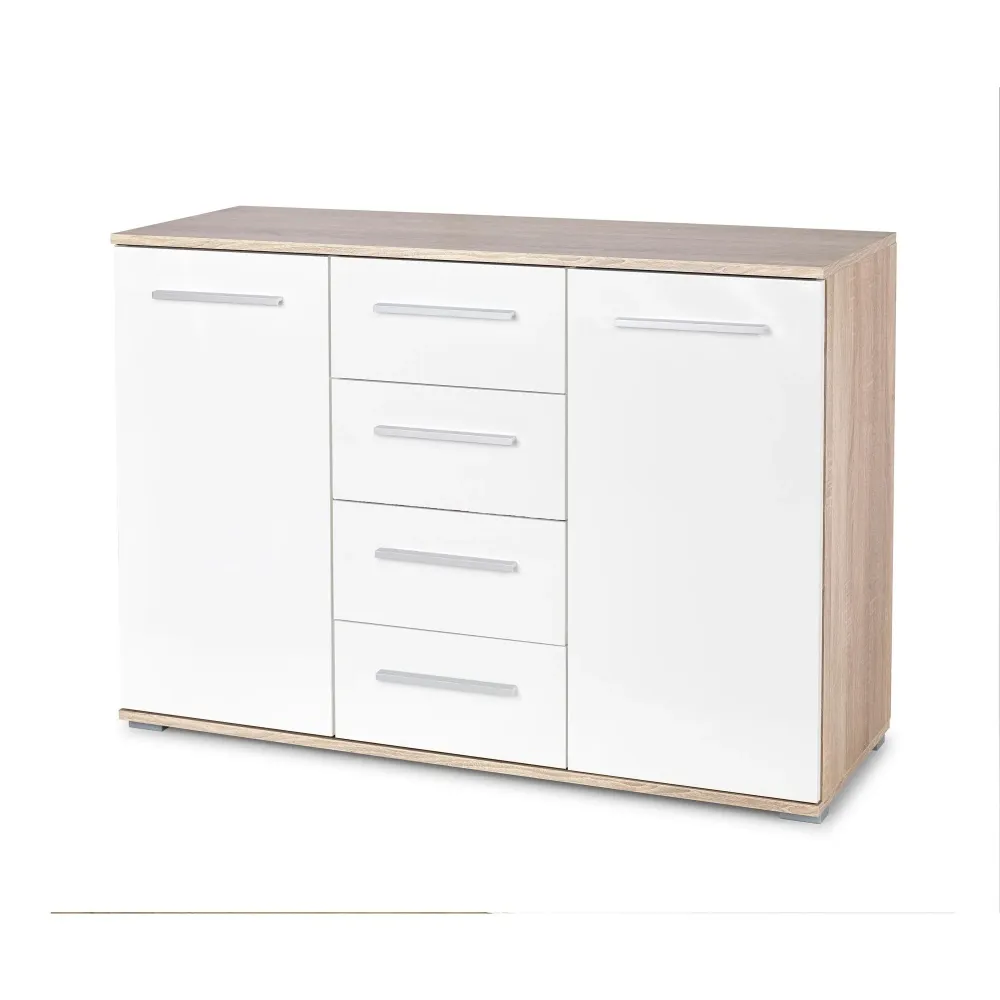 Comoda cu 4 sertare Lima KM4, alb/sonoma, 82x40x116 cm