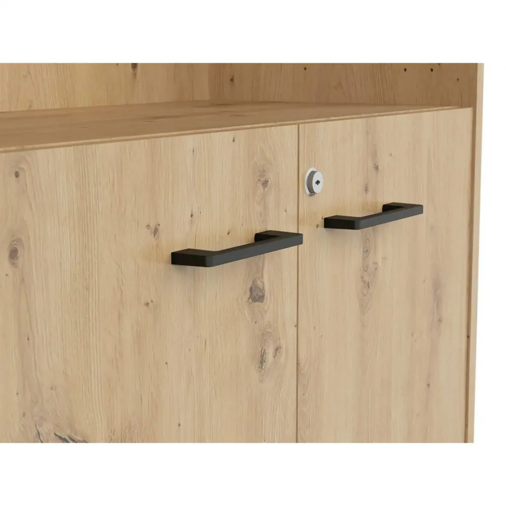 Comoda SPACE OFFICE, stejar artisan, PAL laminat, cu incuietoare, 80x37x122 cm